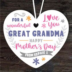 Great Grandma Happy Mothers Day Gift Love You Heart Personalised Ornament