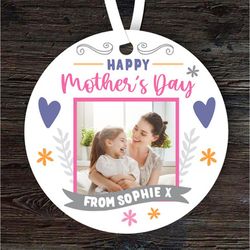 happy mothers day photo gift round personalised ornament