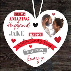 Husband Valentines Day Gift Heart Photo Heart Personalised Ornament