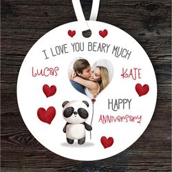 I Love You Beary Much Anniversary Gift Round Personalised Ornament
