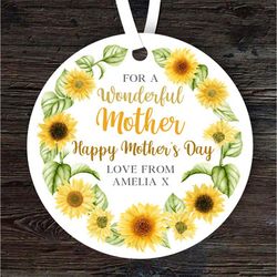 Mother Sunflowers Mothers Day Gift Yellow Round Personalised Ornament