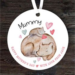 Mummy Baby With Bear Mum Mothers Day Gift Round Personalised Ornament