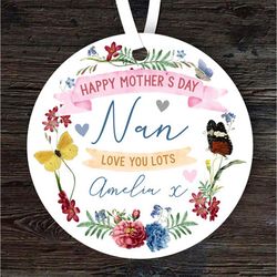 Nan Happy Mothers Day Gift Flower Wreath Round Personalised Ornament