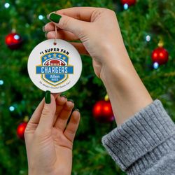 Chargers Keepsake Ornament, Personalized Los Angeles Chargers Inspired Ceramic Ornament