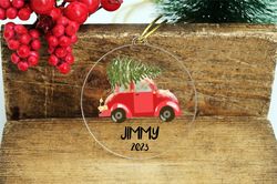 Custom Red Car Ornament,Christmas Tree Gift,Personalized Car Keepsake