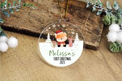personalized first christmas bear decoration, custom babys ornament, cute christmas bauble
