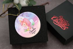 Personalized Unicorn Christmas Ornament,Custom Gifts For Girls,Unicorn Grandkids Keepsake