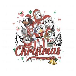 Christmas Bluey Family Santa Vibes SVG Digital Cricut File, Trending Digital File