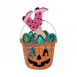 Cowgirl Turquoise Pumpkin Bucket PNG Sublimation File, Trending Digital File