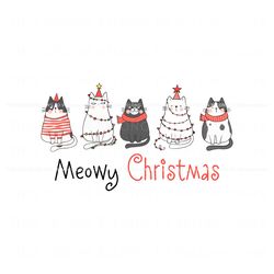Meowy Christmas Cat Lover Xmas SVG Graphic Design File, Trending Digital File