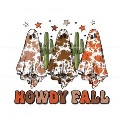 Retro Howdy Fall Western Ghost PNG Sublimation Download, Trending Digital File