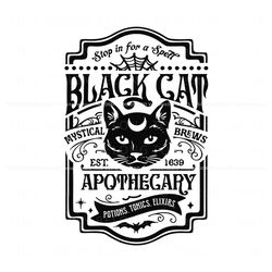 Farmhouse Halloween Apothecary Black Cat SVG Cricut File Best Graphic Designs File