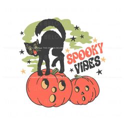 Spooky Vibes Black Cat On Pumpkin SVG Design File Best Graphic Designs File