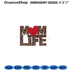 Mom Life Applique Embroidery Design, Heart Zigzag Applique Embroidery Design, 78
