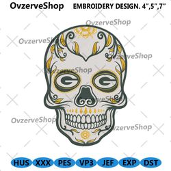 Green Bay Packers Skull NFL Team Embroidery Design File