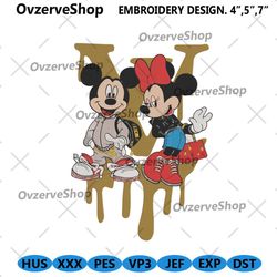 Mickey Minnie Luxury Couple LV Dripping Logo Embroidery File