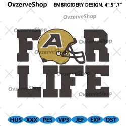 For Life Army Black Knights Football Logo Embroidery Design, NCAA Team Logo Machine Embroidery Files