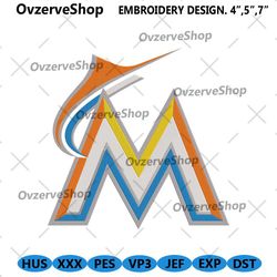 Miami Marlins Logo Embroidery File, Miami MLB Logo Design Embroidery