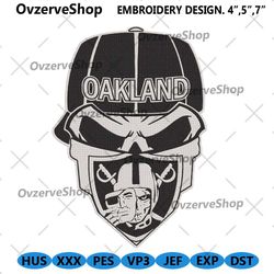Skull Oakland Football Logo Embroidery, Oakland Raiders Embroidery, Skull Oakland Design File
