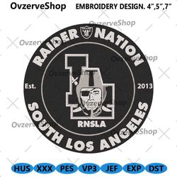 Raider Nation South Los Angeles NFL Logo Machine Embroidery, Oakland NFL Logo Embroidery Design