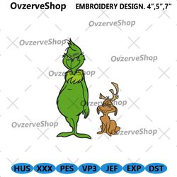 grinch max embroidery download file, chirstmas funny grinch embroidery file digital, max dog grinch embroidery instant d