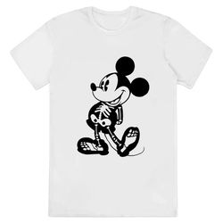 Disney White Mickey Mouse Skeleton T-shirt, Disney Skeleton...