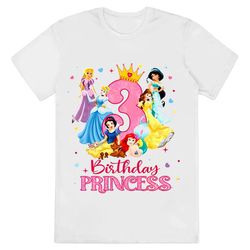 Third Birthday Princess Shirt, Disney Princess Birthday Shirt...