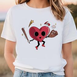 Retro Baseball Heart Shirt, Baseball Valentines Day Gift T-Shirt