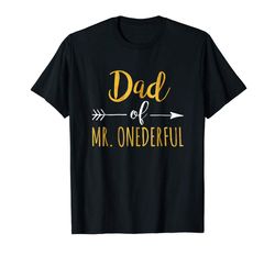 Adorable Dad Of MR Onederful T-Shirt Funny 1st Birthday