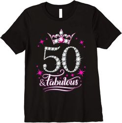 Buy 50th Birthday T-shirt Fifty And Fabulous T Shirt For Women