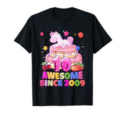 Buy Awesome Since 2009 10th Unicorn Birthday Shirt