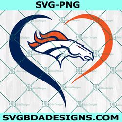 Heart Love Denver Broncos Svg, Denver Broncos Logo Svg, Valentine Svg, NFL Logo Svg, American Football svg