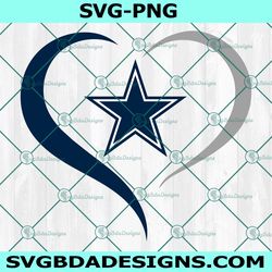 Heart Love Dallas Cowboys Svg, Dallas Cowboys Logo Svg, Valentine Svg, NFL Logo Svg, American Football svg