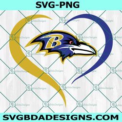 Heart Love Baltimore Ravens Svg, Baltimore Ravens Logo Svg, Valentine Svg, NFL Logo Svg, American Football svg
