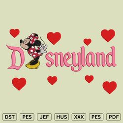 Disneyland minie Embroidery design - Valentine's Day Embroidery Files - DST, PES, JEF