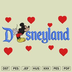 Disneyland Mickey Embroidery design - Valentine's Day Embroidery Files - DST, PES, JEF
