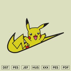 Pikachu Swoosh Embroidery Design - Pikachu Embroidery file - File DST, PES, JEF