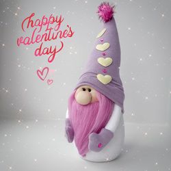valentine gnome, handmade gnome, love gnome, scandinavian gnome, valentine day decor, home decor.