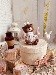 Handmade teddy Bear, Teddy bear in a dress, Teddy bear artist, Collectible toy, Vintage toy, Memory bear, Gift for mom