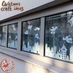 Window Decorations, Magic Elfs, Christmas decor, Paper decorations, Winter decorations