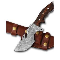 Handmade Damascus Steel Tracker Knife: Ideal for bushcrafting, hunting, survival, fixed-blade, and camping.