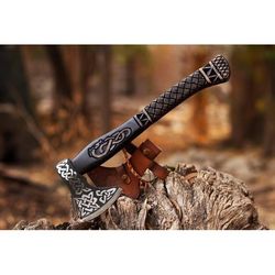 Viking Bearded Axe, Battle Axe, Handmade Axes, and Carbon Steel Hatchet Valhalla Axe Gift for Him