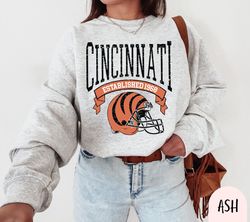 Cincinnati Football Sweatshirt Vintage Style Crewneck Sweatshirt, Game Day Pullover, 90s Retro Style Cincinnati Football
