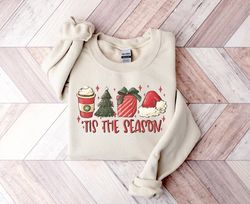Tis the Season Christmas Sweatshirt, Christmas Sweater, Christmas Crewneck, Christmas Tree, Holiday Sweaters for Women,
