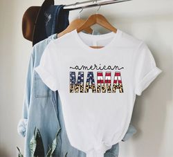 Leopard Mama 4th of July Shirt, American Mama Flag Shirt,Patriotic Mom Tshirt,Independence Day Tee for Mothers Day,Mama