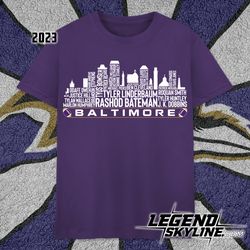 Baltimore Football Team 23 Palyer Roster, Baltimore City Skyline shirt