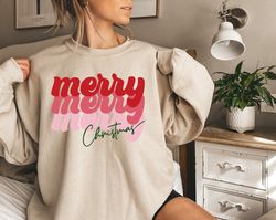 Merry Christmas shirt, Christmas party sweatshirt, Cute Women's holiday shirt, Women's Christmas top, Xmas matching tshi