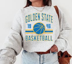 Golden State Warriors Sweatshirt Crewneck, Trendy Vintage Style NBA Basketball Shirt for Game Day Tailgating, Mens Women