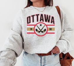 Ottawa Senators Sweatshirt Crewneck, Trendy Vintage Style NHL Hockey Shirt for Game Day Tailgating, Mens Womens Sweatshi