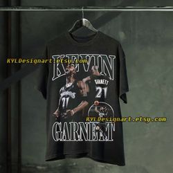 Kevin Garnett Vintage T-Shirt, Kevin Garnett Unisex Retro Oversized Basketball Bootleg Tee